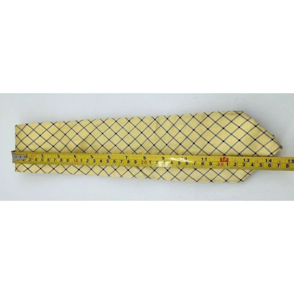 Brooks Brothers Makers Pure Silk Necktie Yellow Blue Check USA Made‎